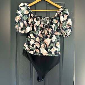 Express Black Floral Bodysuit